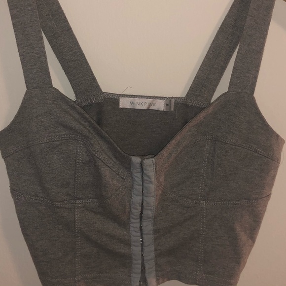 MINKPINK Swayze Grey Crop Top Bustier Tank - Picture 5 of 7